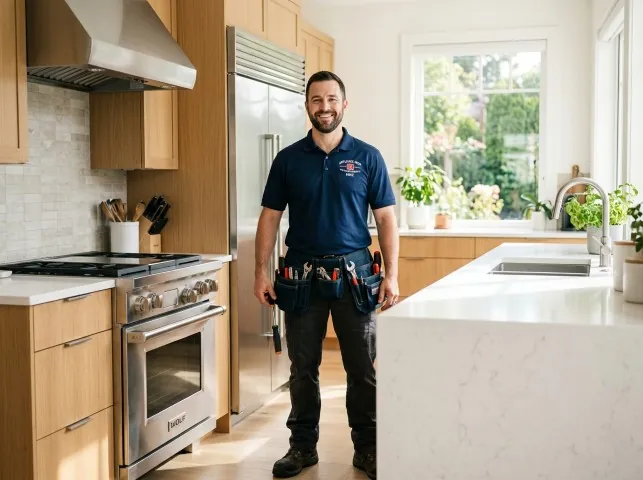 Appliance Repair Hero technician in a Albert Lea, MN kitchen after an appliance repair